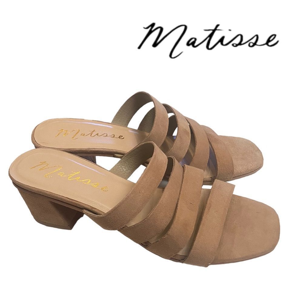 MATISSE Paris Women's Natural Suede Heeled Suede Sandals NEW 7
